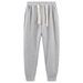 Men's & Women's Cotton Fleece-Lined Jogger Pants With Silver Fox Fur, Loose Fit High Waist Sweatpants For Winter, Unisex Athletic Casual Trousers_voghion.com