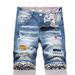 New Summer Distressed Painted Men's Five-Point Denim Shorts Trendy Slim Straight Pants_voghion.com
