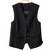 Elegante Anzugweste für Damen, V-Ausschnitt, Business-Weste, ärmellose Weste fürs Büro, Pendeln, Stil mit Knöpfen, neue Oberbekleidung_voghion.com