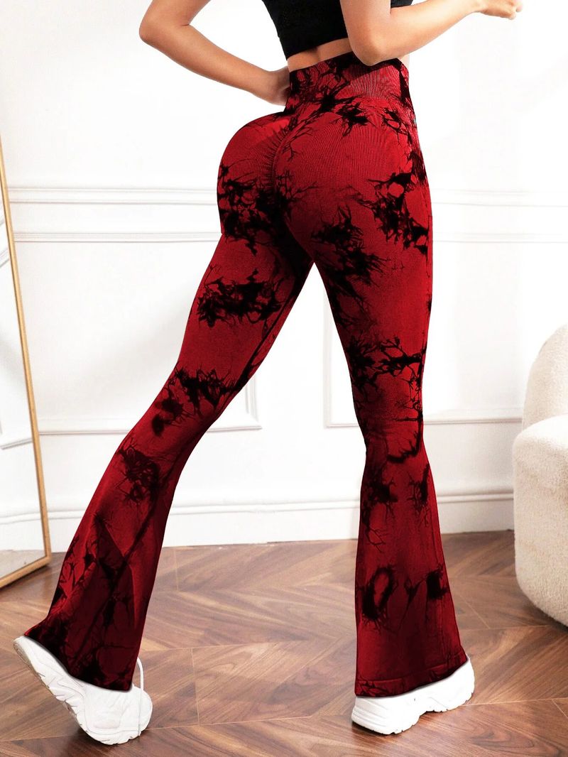 Sports Fiess Women High Waist Trumpet Pants Tie-dye Casual Trousers_voghion.com