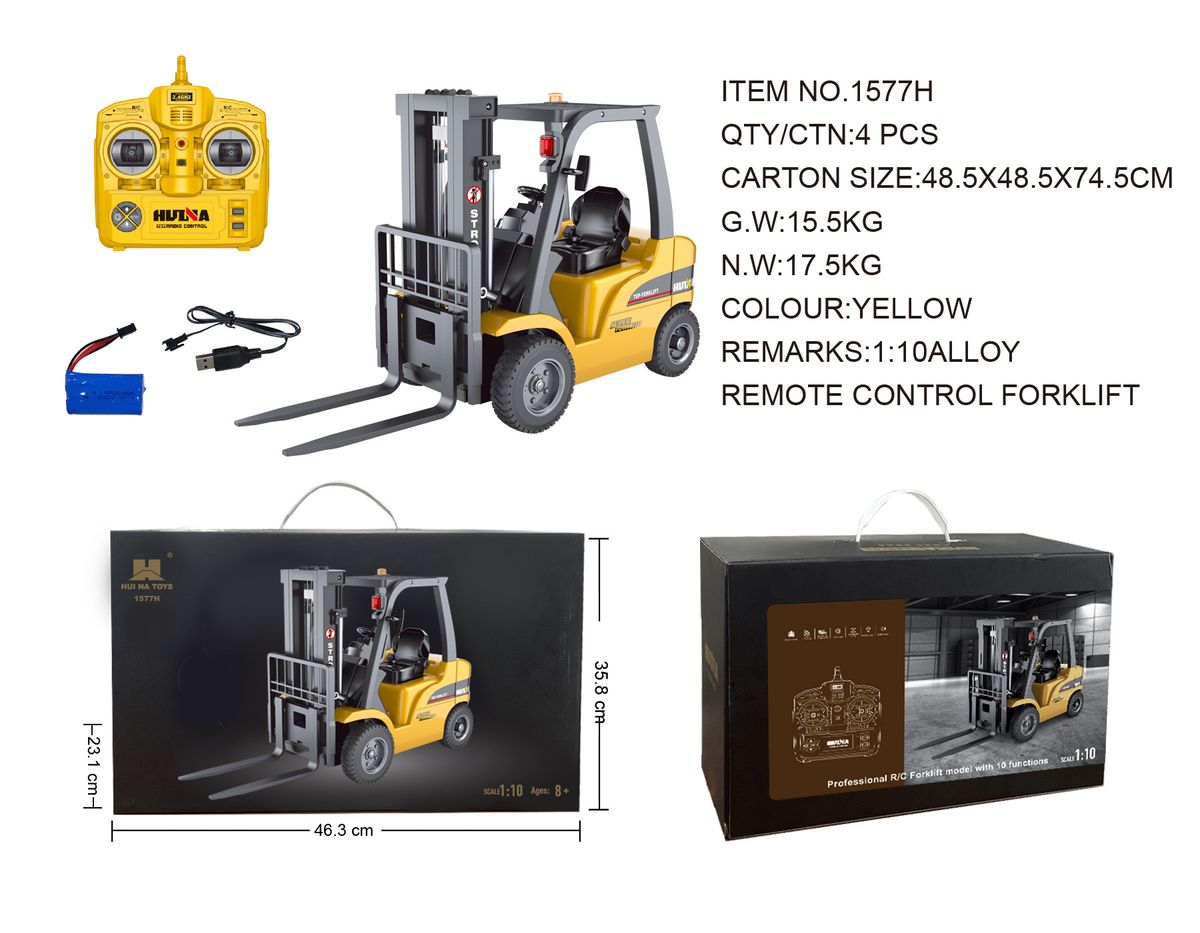 Mother & Kids - Ferngesteuerter Gabelstapler aus Legierung im Maßstab 1:10 mit 10-Kanal-Präzisionssteuerung – Realistisches Baufahrzeug-Spielzeug für Kinder und Sammler_voghion.com