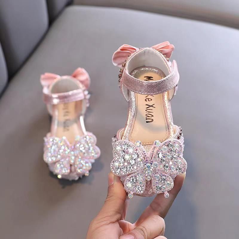 Rhinestones Soft Soled Girls' Sandals Princess Shoes Children's Shoes Spring Leather Shoes For Girls_voghion.com