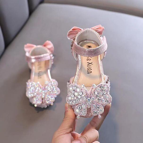 Rhinestones Soft Soled Girls' Sandals Princess Shoes Children's Shoes Spring Leather Shoes For Girls_voghion.com