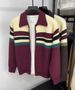 Herrenbekleidung Hohe Qualität! Retro Twist gestreifter Reißverschlusspullover Strickjacke Herren Herbst und Winter lockere Langarm-Reverspulloverjacke_voghion.com