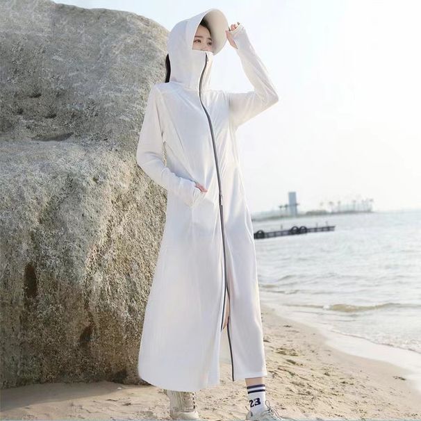 Women's UPF50+ Sun Protection Jacket - Bamboo Viscose Full-Length Hooded Cover Up With Wide Brim Visor & Breathable Mesh_voghion.com