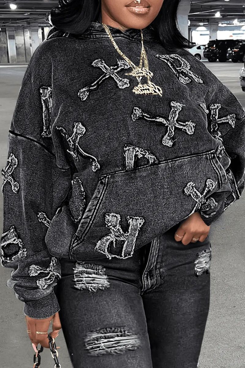 Dameskleding Bedrukt Zak Lange mouwen Sweatshirt 2-delige Set Broek Pak_voghion.com