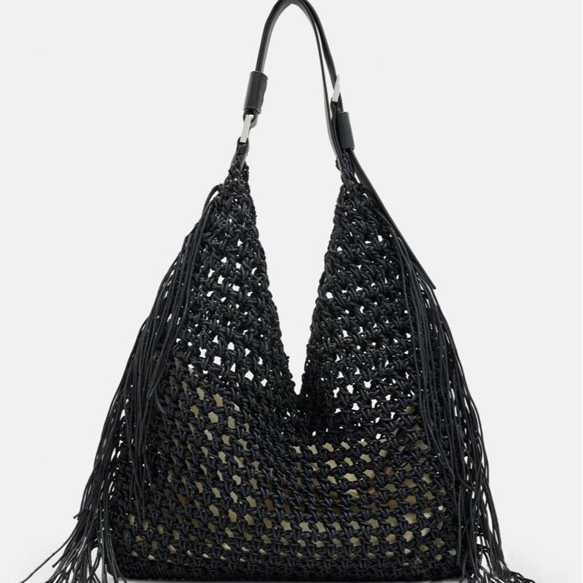 Borsa a mano da donna, borsa in paglia con nappa, piccola borsa intrecciata cava, borsa tote monospalla da donna, borsa da donna alla moda_voghion.com