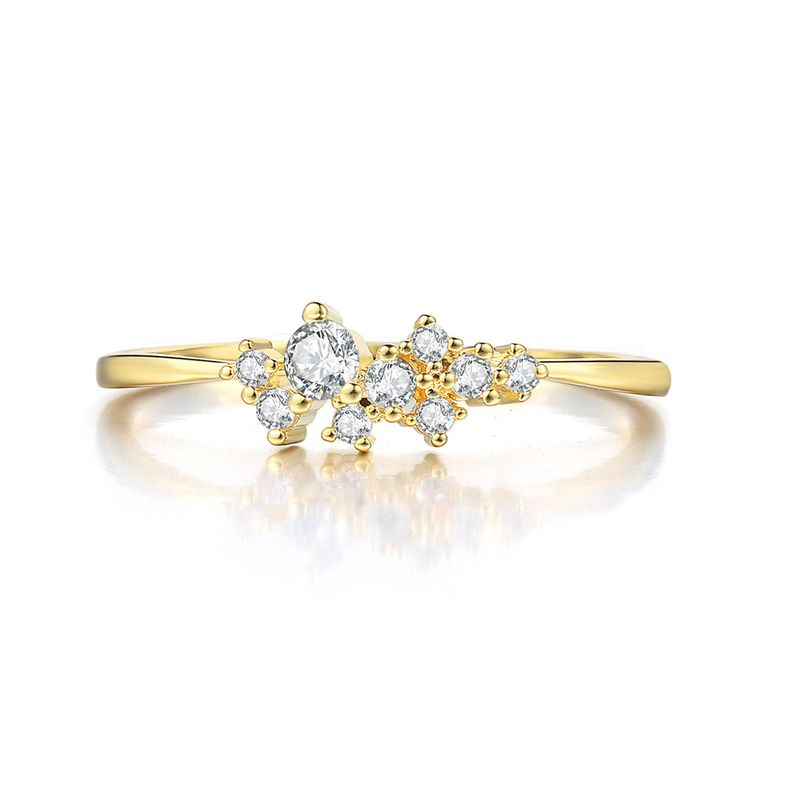 Popular simple ring necklace jewelry set zircon micro inlaid real gold plated_voghion.com