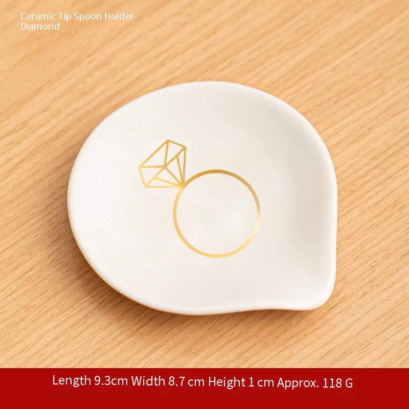 Creative Ceramic Spoon Rest - Thickened Non-Slip Design For Restaurants & Home Use, Decorative Soup Spoon Holder With Unique Patterns_voghion.com