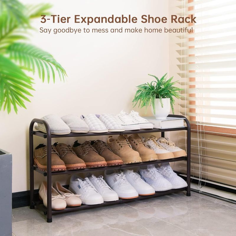 Home Furniture Stackable Retractable Shoe Rack Stainless Steel Door Simple Storage Dormitory Assembly Slippers Shoe Rack Durable_voghion.com