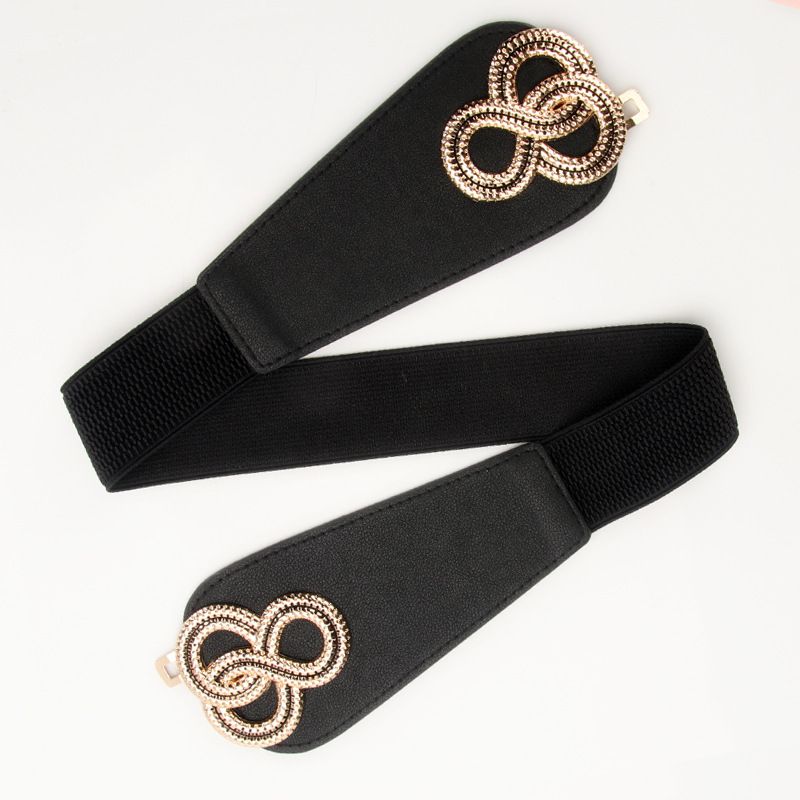 New ladies elastic belt retro twist buckle palace wide girdle with skirt coat_voghion.com