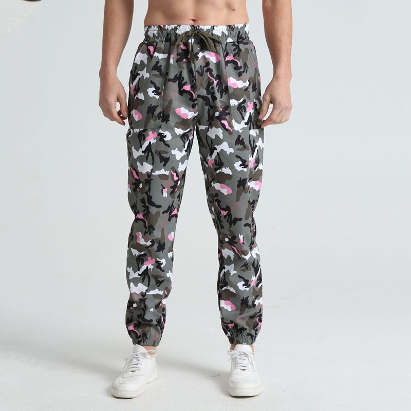 Men's Camo Jogger Pants - 100% Polyester Lightweight Streetwear Sweatpants With Drawstring Waist & Ankle Cuffs, Military Tactical Style_voghion.com