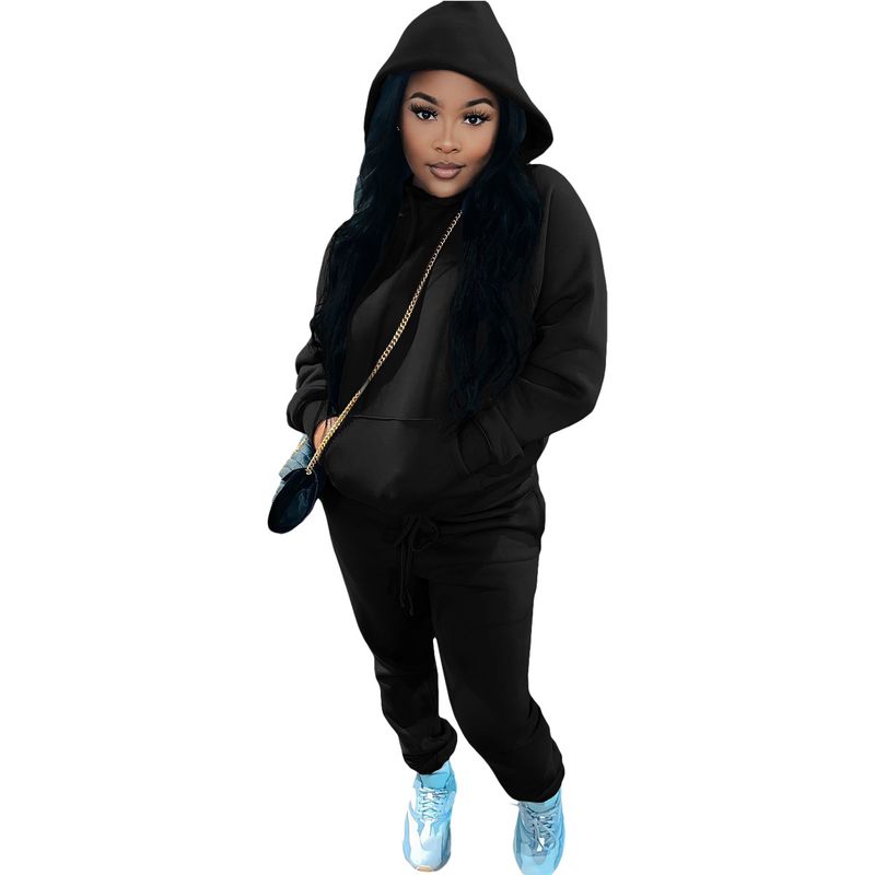 Abbigliamento da donna, nuovo stile, versione spessa in velluto, felpa con cappuccio, pantaloni, tuta sportiva casual_voghion.com