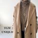 Women's Wool Blend Coat With Belt - Oversized Casual Trench Coat For Autumn Winter, Khaki & Black_voghion.com