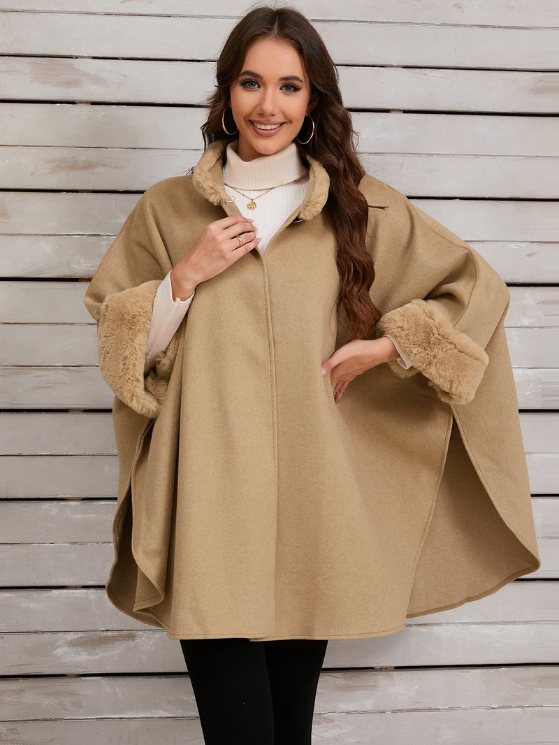 Ropa de mujer 2024 otoño e invierno nuevo abrigo de cuello de piel capa casual retro suelto chal ropa de mujer talla grande_voghion.com