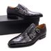 Unbeatable Quality 2021 Italian Handmade Genuine Business Double Button Crocodile Pattern Monk Cover Feet Formal Leather Shoes Men's_voghion.com