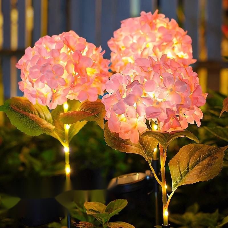 Solarbetriebene Hortensien-Gartenleuchte für stimmungsvolle Beleuchtung, schaltet sich nach Einbruch der Dunkelheit automatisch ein, Versand innerhalb von 48 Stunden_voghion.com