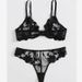 Completo intimo sexy da donna con ferretto, in rete nera ultra sottile_voghion.com