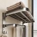 Luxury Foldable Bathroom Set – Gunmetal Grey Aluminum Towel Rack & Shelf Combo (No-Drill Wall Mount, Space-Saving Design)_voghion.com