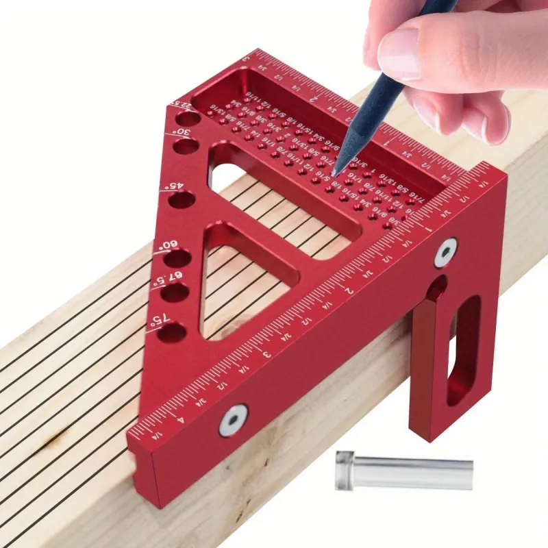 3D Multi-Angle Metric/Inch Measuring Ruler, 45/90 Degree Aluminum Alloy Square Protractor, High Precision Layout Measuring Tool_voghion.com
