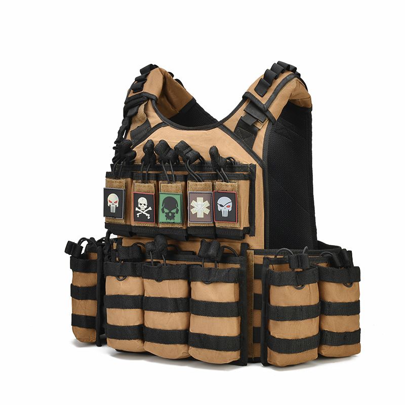 ​​Lightweight MOLLE Tactical Vest – Multi-Purpose Airsoft & Security Vest With Breathable Mesh, Water-Resistant Fabric | Adjustable Fit (Tan/)​​_voghion.com