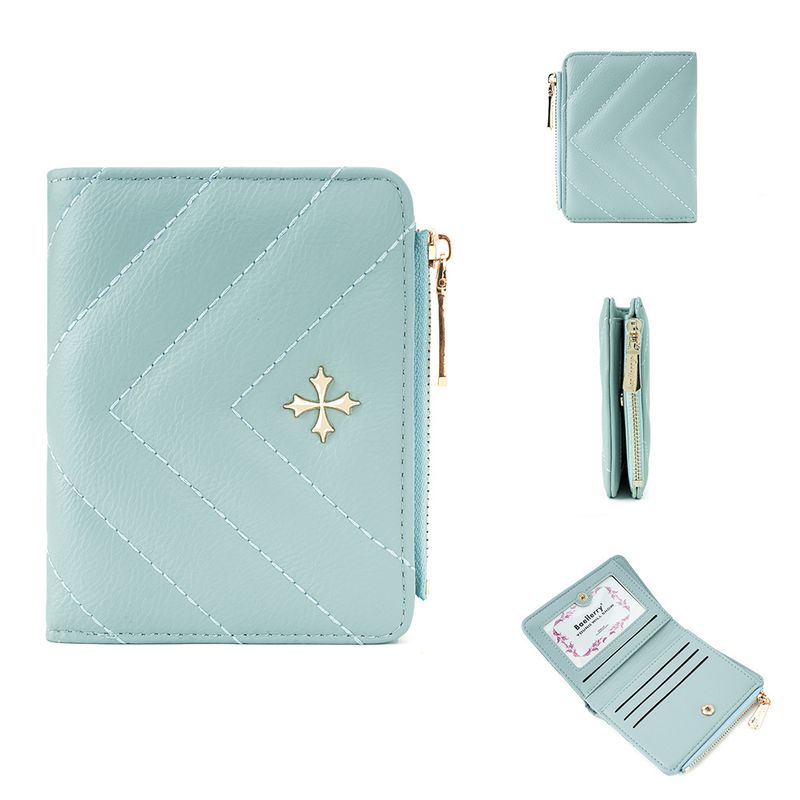 Women's wallet short Baellerry version cross flower zipper fashion quilted card holder female_voghion.com