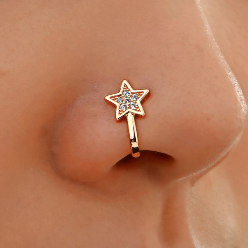 Free Piercing U Shaped Nose Clip Piercing Jewelry Star Diamond Hip Hop Trend Fashion Personality Nose Ornaments Nose Studs_voghion.com