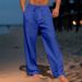 Men’s Clothing Men's Linen Trousers Summer Beach Pants Front Pocket Solid Color Comfortable Breathable Casual Daily Vacation Basic Style_voghion.com
