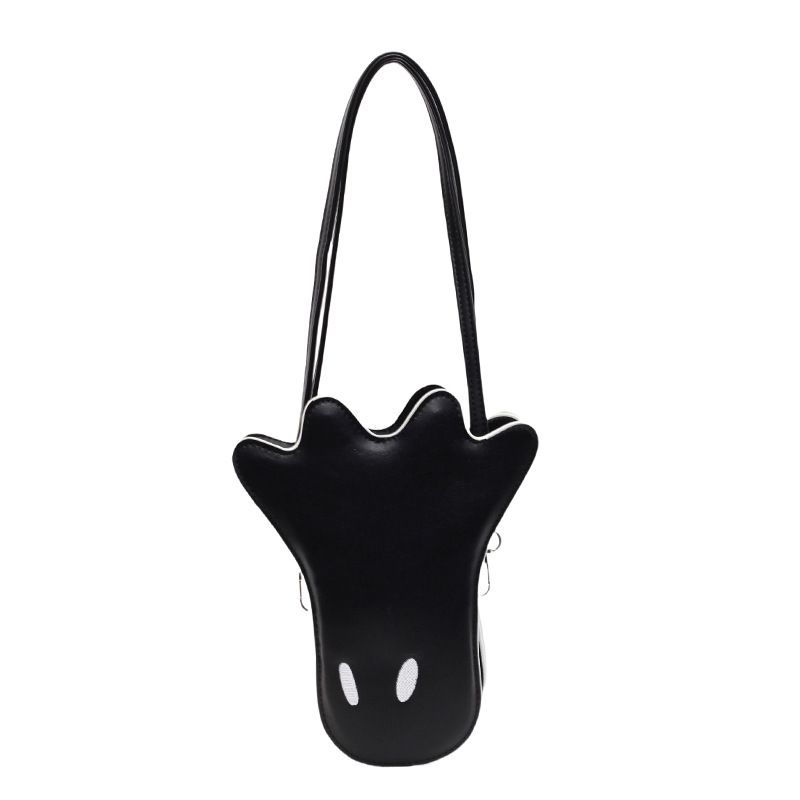 Mini borsa a tracolla fantasma spettrale – Borsa rotonda di Halloween giocosa per donna, piccola borsa a tracolla in PU con tracolla regolabile, carina e alla moda_voghion.com