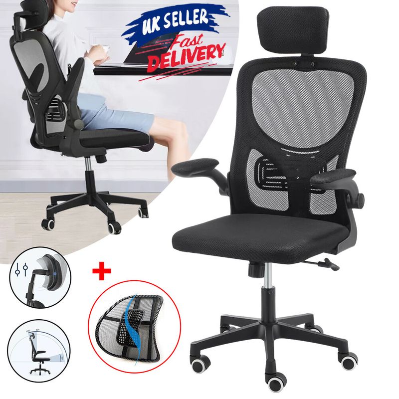 Mesh Office Chair Ergonomic 360° Swivel Lift Computer Desk Adjustable Height UK_voghion.com