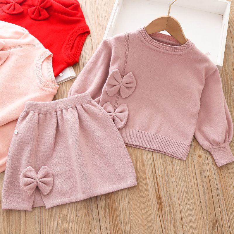 Natale 3368 Nuovo abbigliamento per ragazze Set di due pezzi moda autunnale Sk lavorato a maglia per bambini_voghion.com
