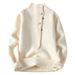 Pull coréen-japonais à col roulé mi-long boutonné en maille épaisse, coupe ample, pour hommes et femmes_voghion.com