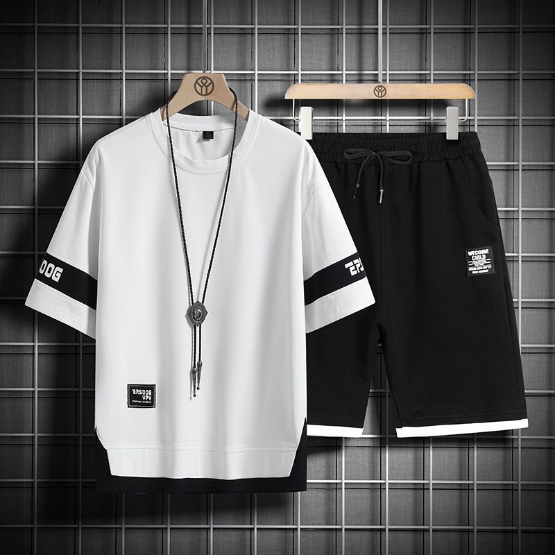 Camiseta de verano, conjunto deportivo informal de manga corta de seda de hielo holgada de moda para hombre, camiseta_voghion.com