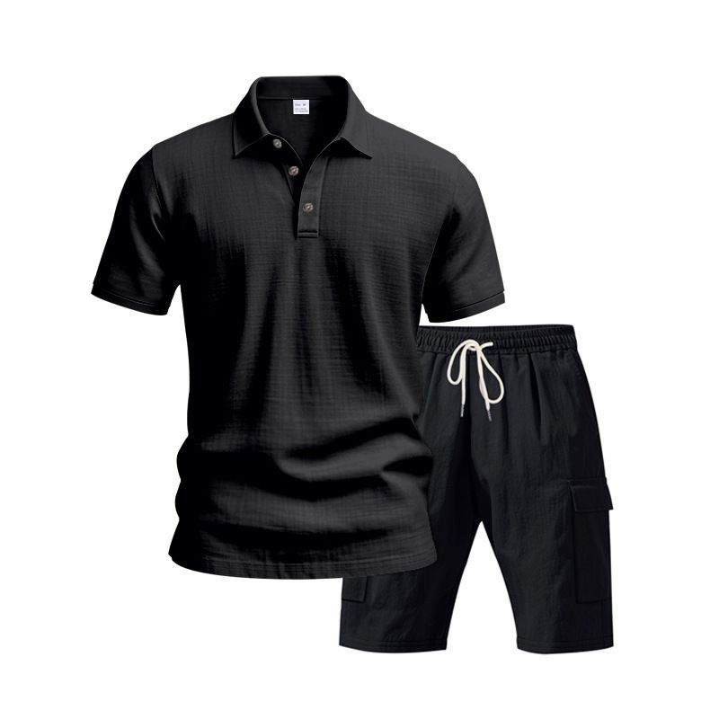 Vêtements pour hommes, polo ample à manches courtes, simple, respirant, en lin, pour l'été et l'extérieur, tenue décontractée_voghion.com