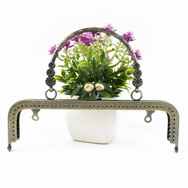 1/2/5 Stück Deepeel 20,5 cm geprägte Taschengriffe, Geldbörsenrahmen, Clutch-Kussverschluss, Nähhalterungen, DIY-Metalltaschengriffe_voghion.com