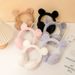 Paraorecchie invernali per bambini - Scaldaorecchie regolabili in morbido peluche, design a cartoni animati per bambine, protezione esterna accogliente (rosa, grigio, viola)_voghion.com
