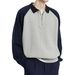 Men’s Color-Block Zip-Up Polo Shirt – Long-Sleeve Relaxed Fit Casual & Streetwear Style (S-XXL, Light Grey)_voghion.com