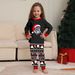 Flammhemmender Stoff Neue Kinderkleidung Weihnachtsmütze Buchstabendruck Heimkleidung für Jungen und Mädchen Langarmhose Schwarzer Pyjama_voghion.com