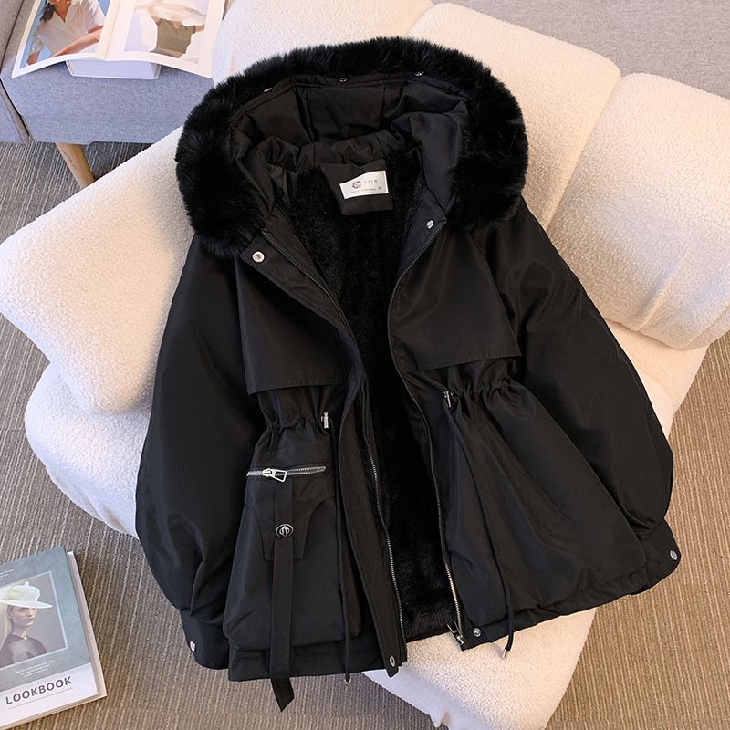 Roupas femininas roupas de algodão mulheres inverno novo estilo coreano moda cintura algodão roupas estilo curto mais veludo engrossado parka algodão jaqueta_voghion.com