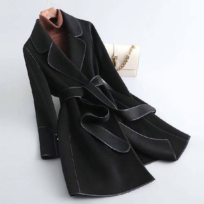 Women's Clothing autumn and winter new slim thick medium and long double sided woolen coat _voghion.com