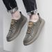 Men's Round Head Two-layer Cowhide Men's Board Shoes Ront Lace-up Low-heeled Casual Men's Shoes Direct Sales_voghion.com