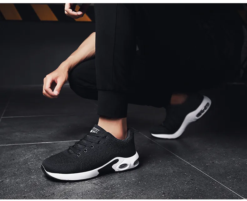 Men's shoes men's new men's air-cushion shoes men's mesh shoes flying weaving sports trendy shoes breathable casual running shoes men's shoes_voghion.com