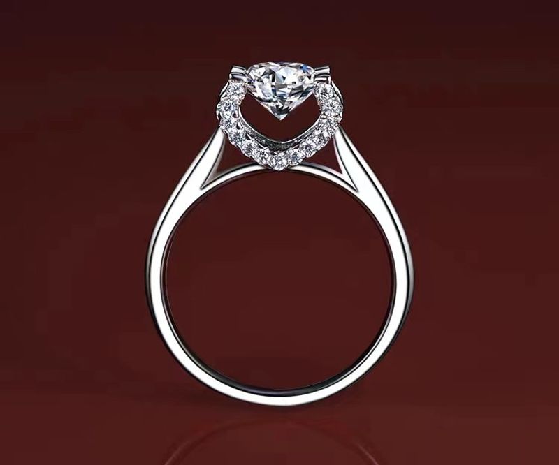 Anello da donna con testa di toro in moissanite a quattro griffe, giapponese e coreano, con corona di diamanti e testurizzazione, in saldo._voghion.com