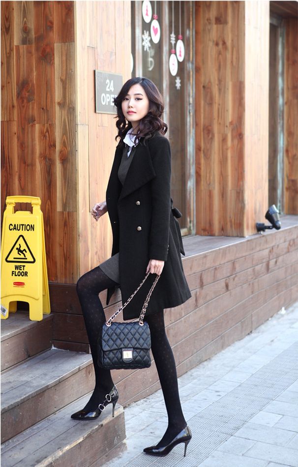 Ženska odjeća, jesenski i zimski novi vuneni kaput, duljina jednostrukog kopčanja, vuneni kaput s remenom, uski kroj_voghion.com