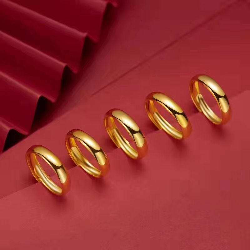 Sand gold smooth ring couple's open adjustable ring ring ring to send men's girlfriend ring live low-cost supply_voghion.com