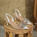 3289-9 Rhinestone Square Buckle High Niche Design, Transparent Toe Cap Sandals, Women's Slim Heels, Sheepskin Pointed_voghion.com