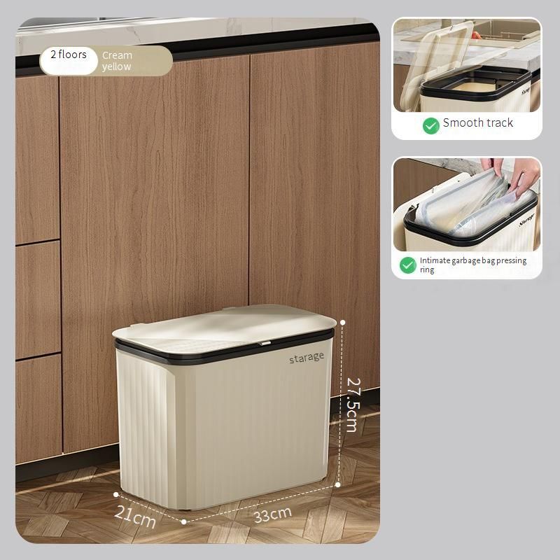 Wheeled Kitchen Trash Can - Odor Control Design | Hands-Free | Scandinavian Style
_voghion.com