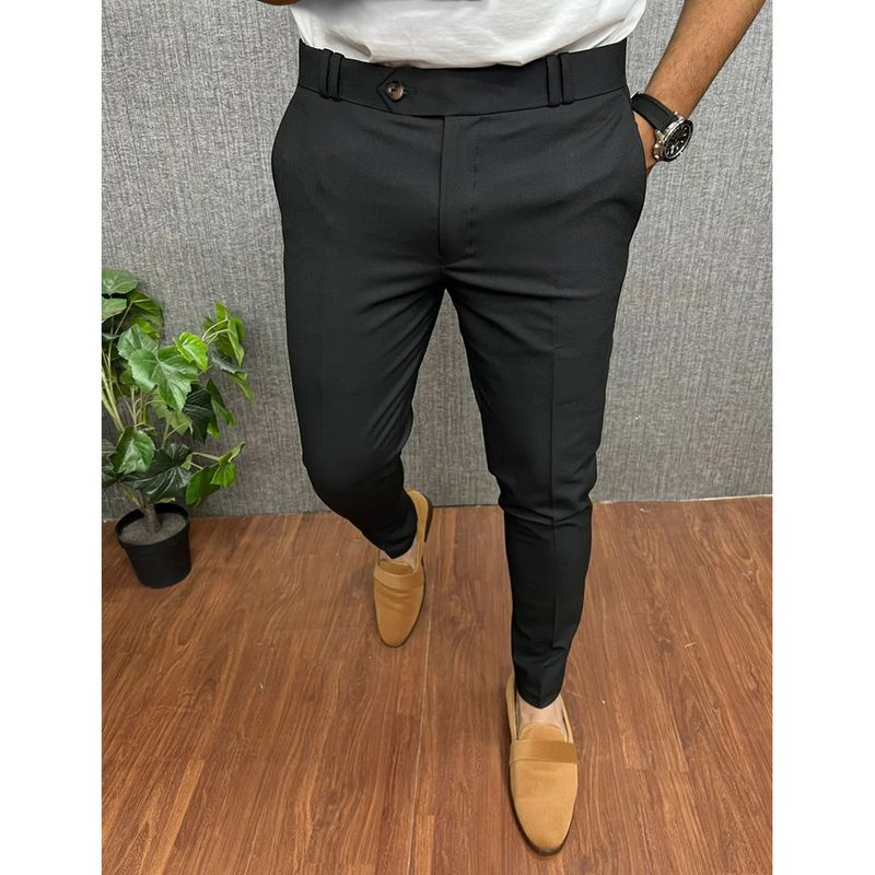 Men's Clothing Triangle Extension Buckle Waist Casual Formal Trousers_voghion.com