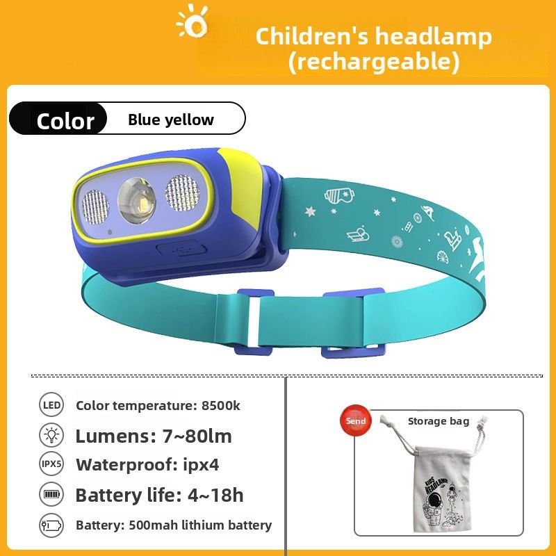 Rechargeable Head-mounted Eye Protection Lighting Lamp Ultra-long Strong Light Led Outdoor Headlamp Children's Students_voghion.com