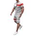 2023 summer fashion trend sports color matching men's short sleeve suit men's casual loose round neck_voghion.com